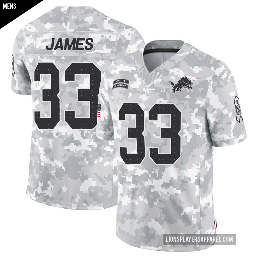 Men's Detroit Lions ＃33 Craig James Arctic Camo Limited 2024 Salute to Service Jersey