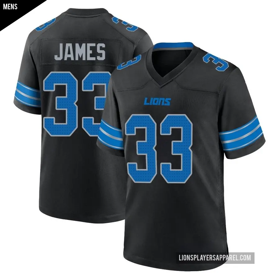 Men's Detroit Lions ＃33 Craig James Black Game Alternate 2nd Jersey