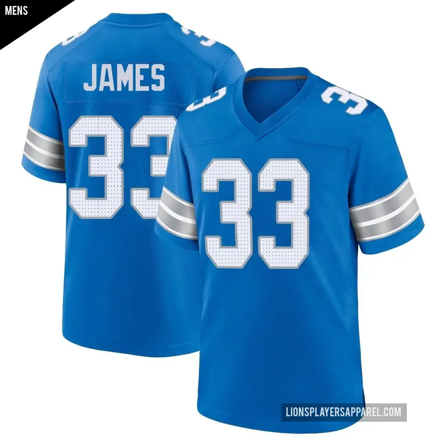 Men's Detroit Lions ＃33 Craig James Blue Game 2nd Jersey