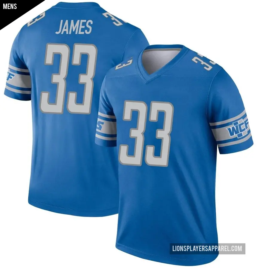 Men's Detroit Lions ＃33 Craig James Blue Legend Jersey