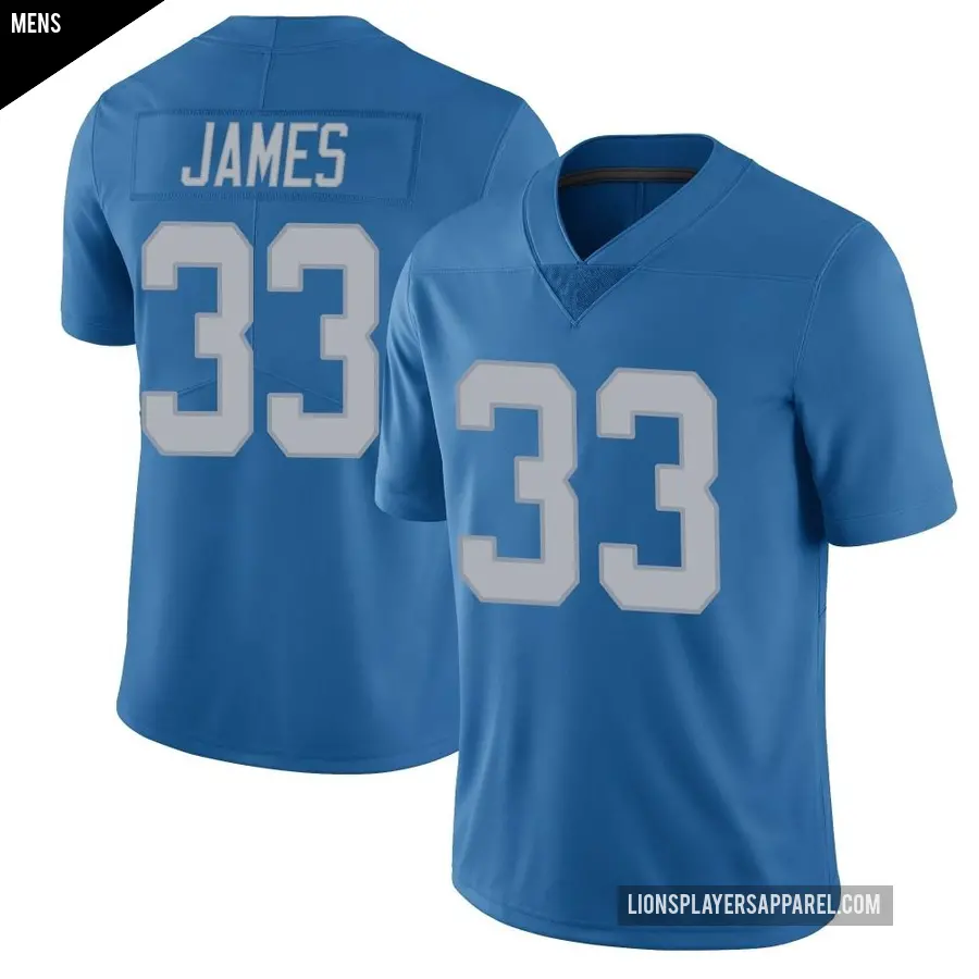 Men's Detroit Lions ＃33 Craig James Blue Limited Throwback Vapor Untouchable Jersey