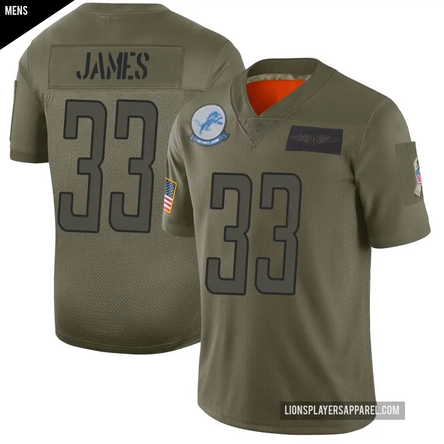 Men's Detroit Lions ＃33 Craig James Camo Limited 2019 Salute to Service Jersey