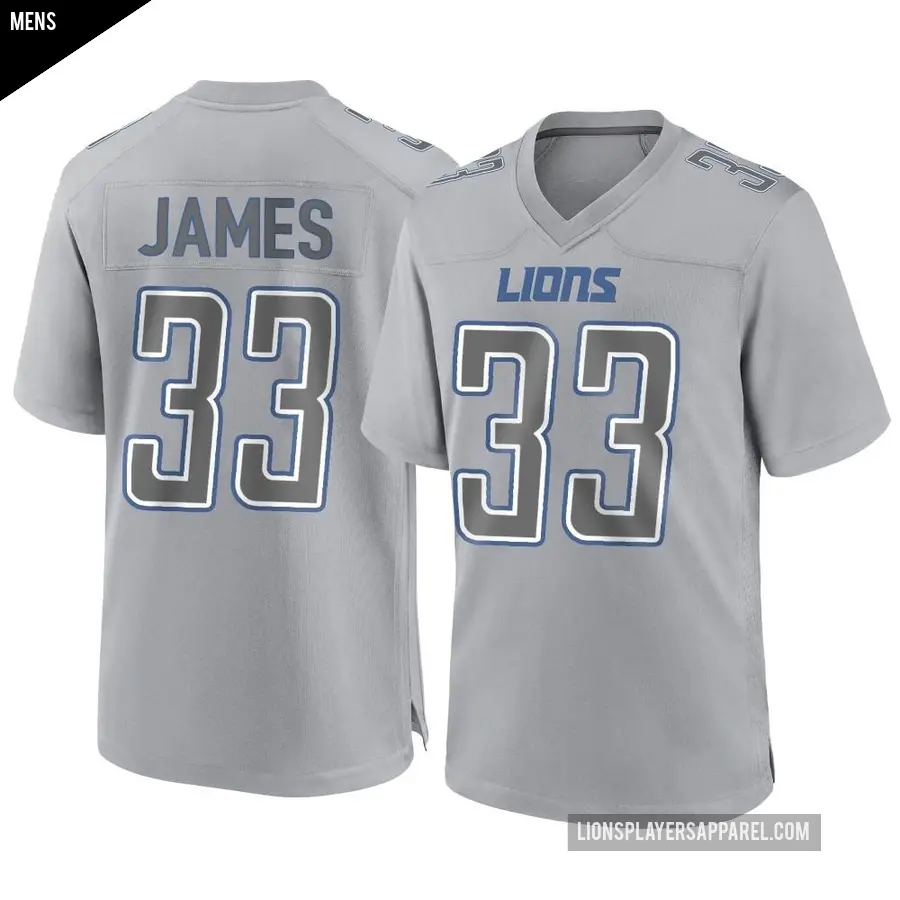 Men's Detroit Lions ＃33 Craig James Gray Game Atmosphere Fashion Jersey