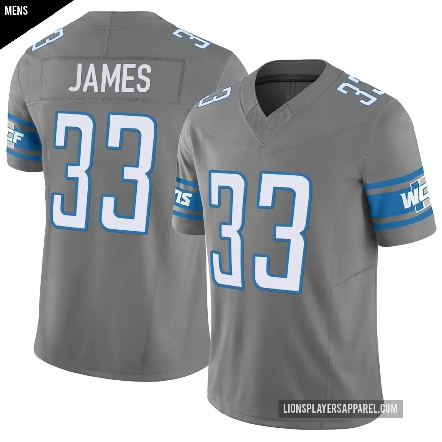 Men's Detroit Lions ＃33 Craig James Limited Silver Vapor F.U.S.E. Jersey