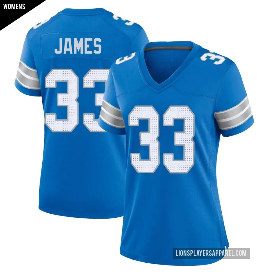 Women's Detroit Lions ＃33 Craig James Blue Game 2nd Jersey