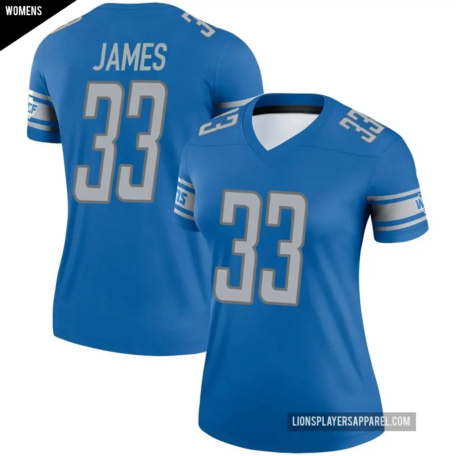 Women's Detroit Lions ＃33 Craig James Blue Legend Jersey