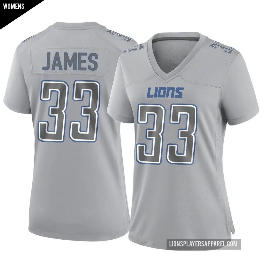 Women's Detroit Lions ＃33 Craig James Gray Game Atmosphere Fashion Jersey