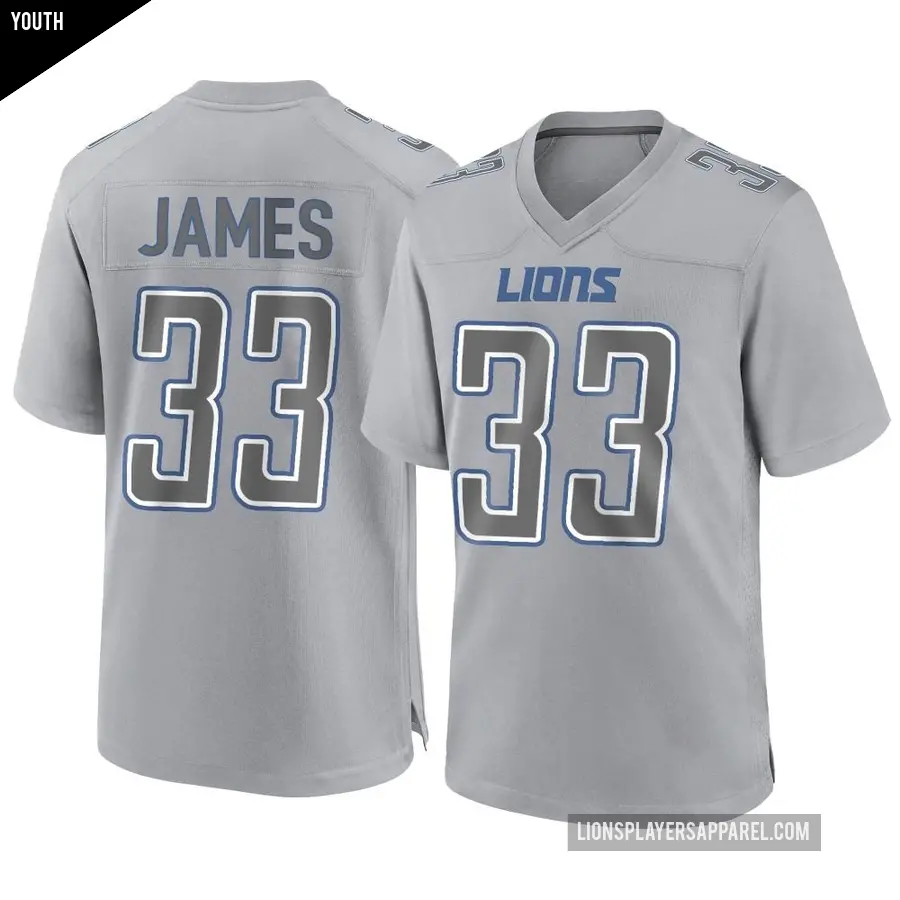 Youth Detroit Lions ＃33 Craig James Gray Game Atmosphere Fashion Jersey